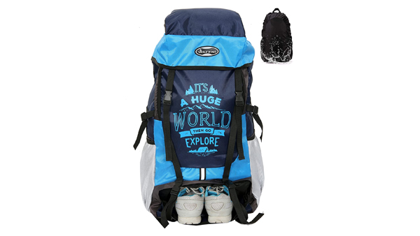 POLESTAR XPLORE 55 Ltrs Rucksack Hiking Backpack with Rain Cover (Blue)