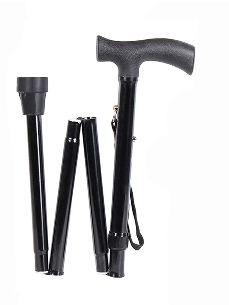 MCP Jindal 4 Folding Sections Walking Stick Black